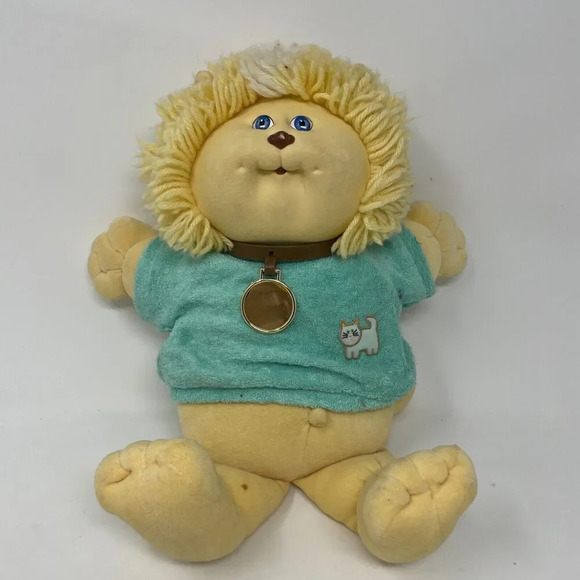 Koosas Cabbage Patch Kids Xavier Roberts Dog Doll Blue Eyes White Hair 1983 VTG - Picture 1 of 7